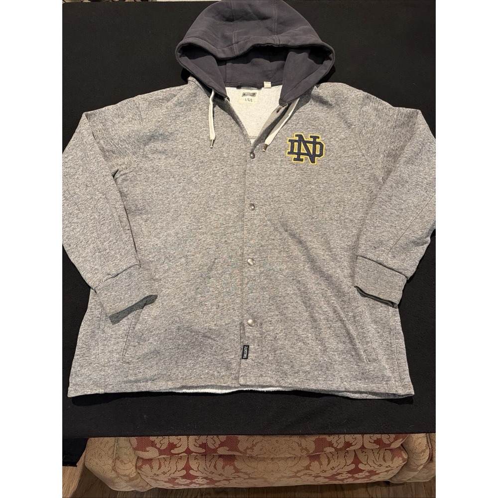 Notre Dame Fighting Irish Tailgate Hoodie Gray Sweatshirt Size Large